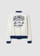 Beige cotton-blend sweatshirt with snap buttons and Lakers print_1