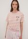 White striped organic cotton pyjama T-shirt with Mickey Mouse print_0