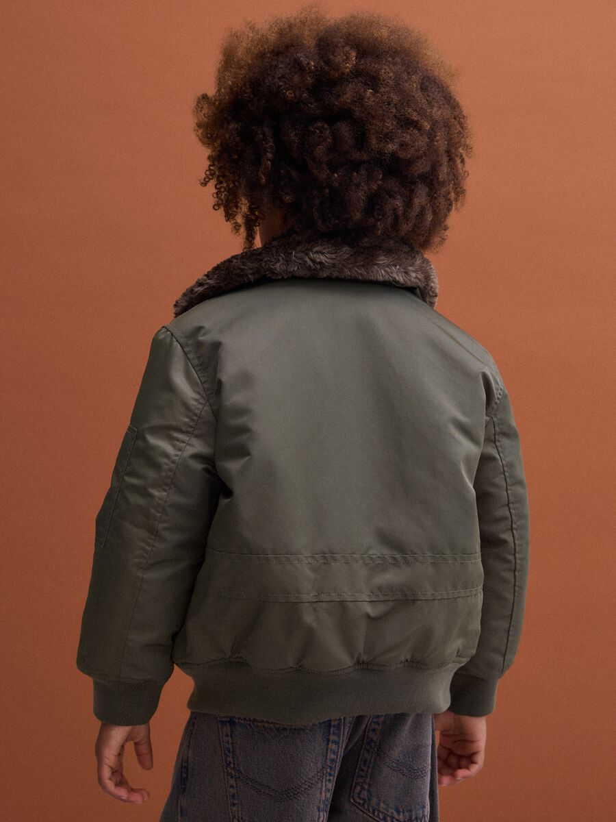 Dark green padded water-repellent jacket, oversized fit_2