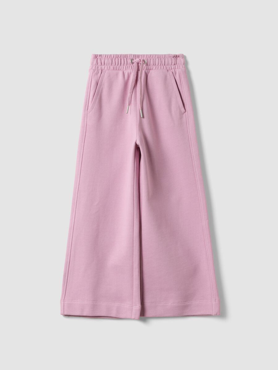 Pink organic cotton culotte trousers for girls_0