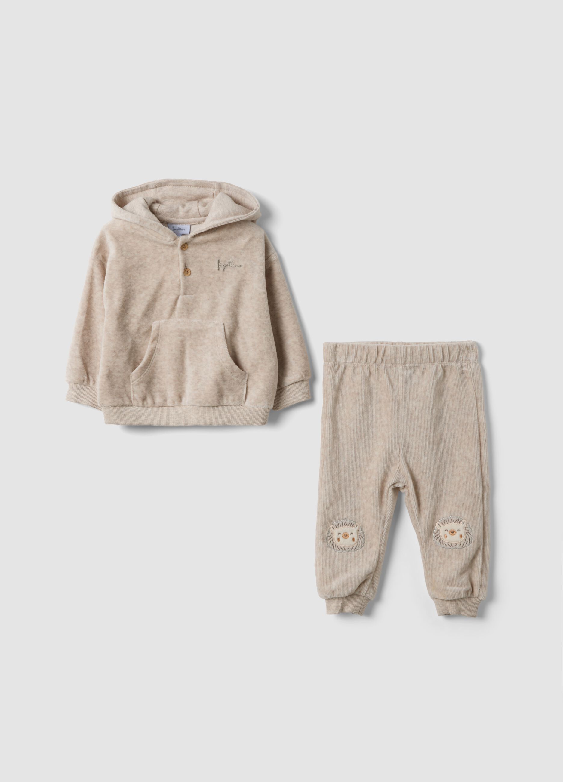 Completo velour beige melange in misto cotone