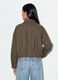 Giacca marrone regular con zip e fantasia spigata_3