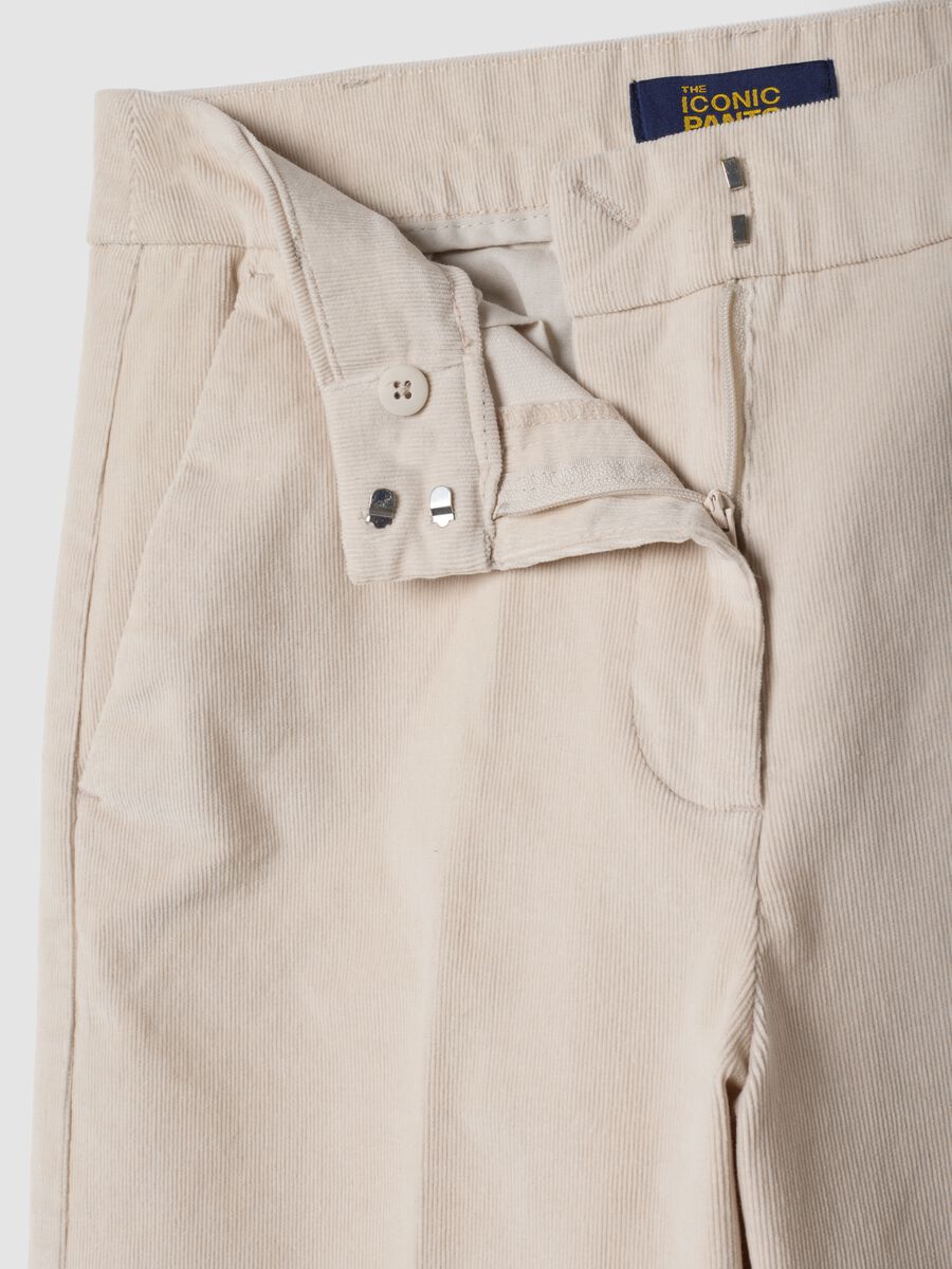 Beige The Iconic Pants straight-fit ribbed stretch cotton trousers_5