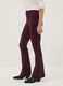Burgundy flared leggings in stretch viscose Milano knit_3