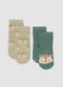 2-pack of green organic stretch cotton socks with fox print_0