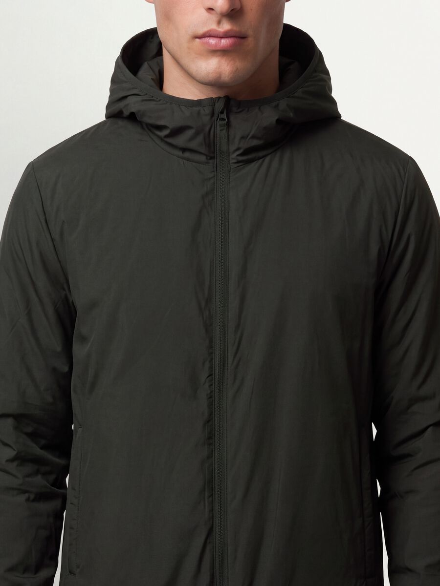 Military green hooded jacket with zip_3