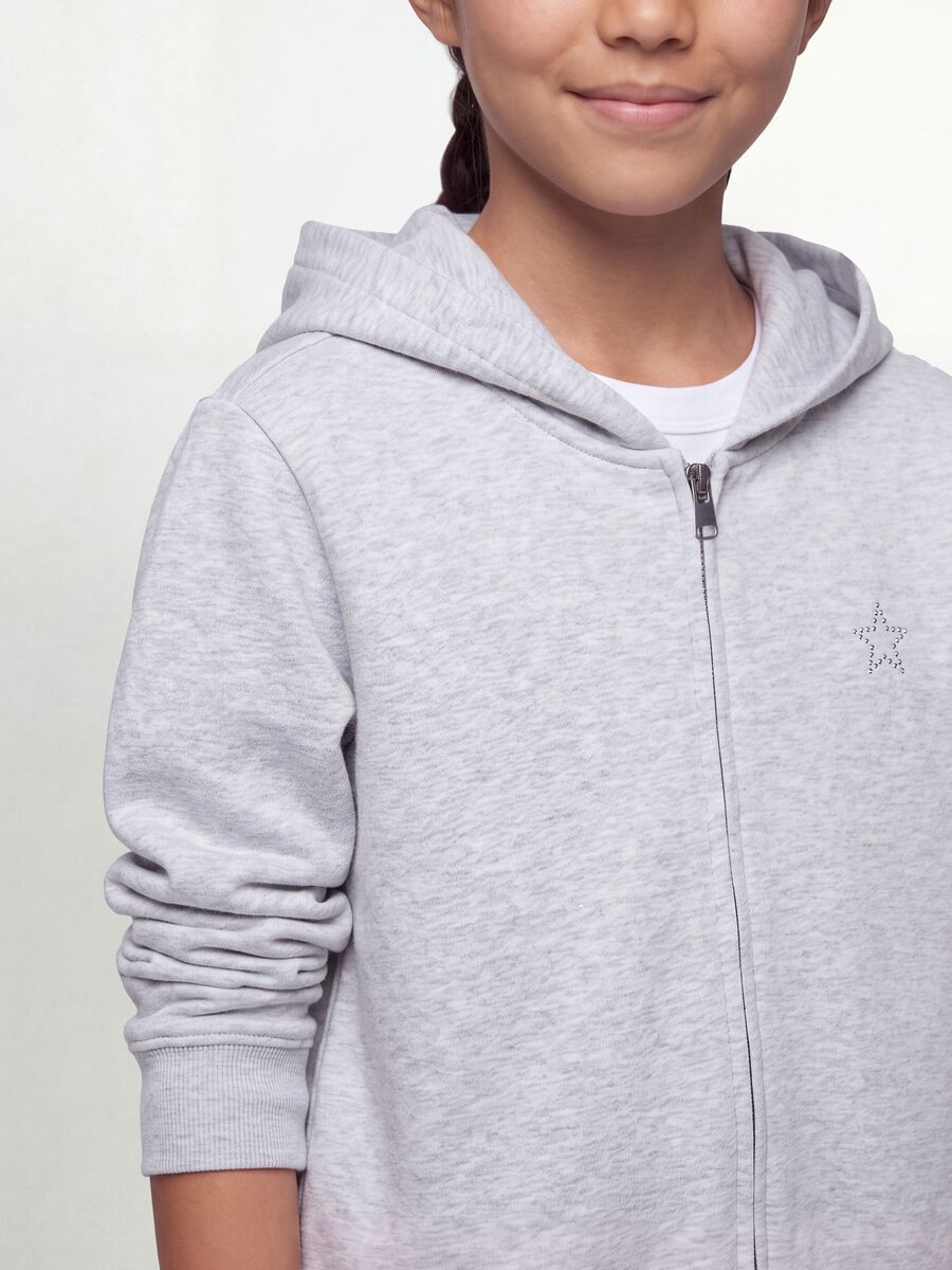 Grey hoodie in pure organic cotton with star for girls_1