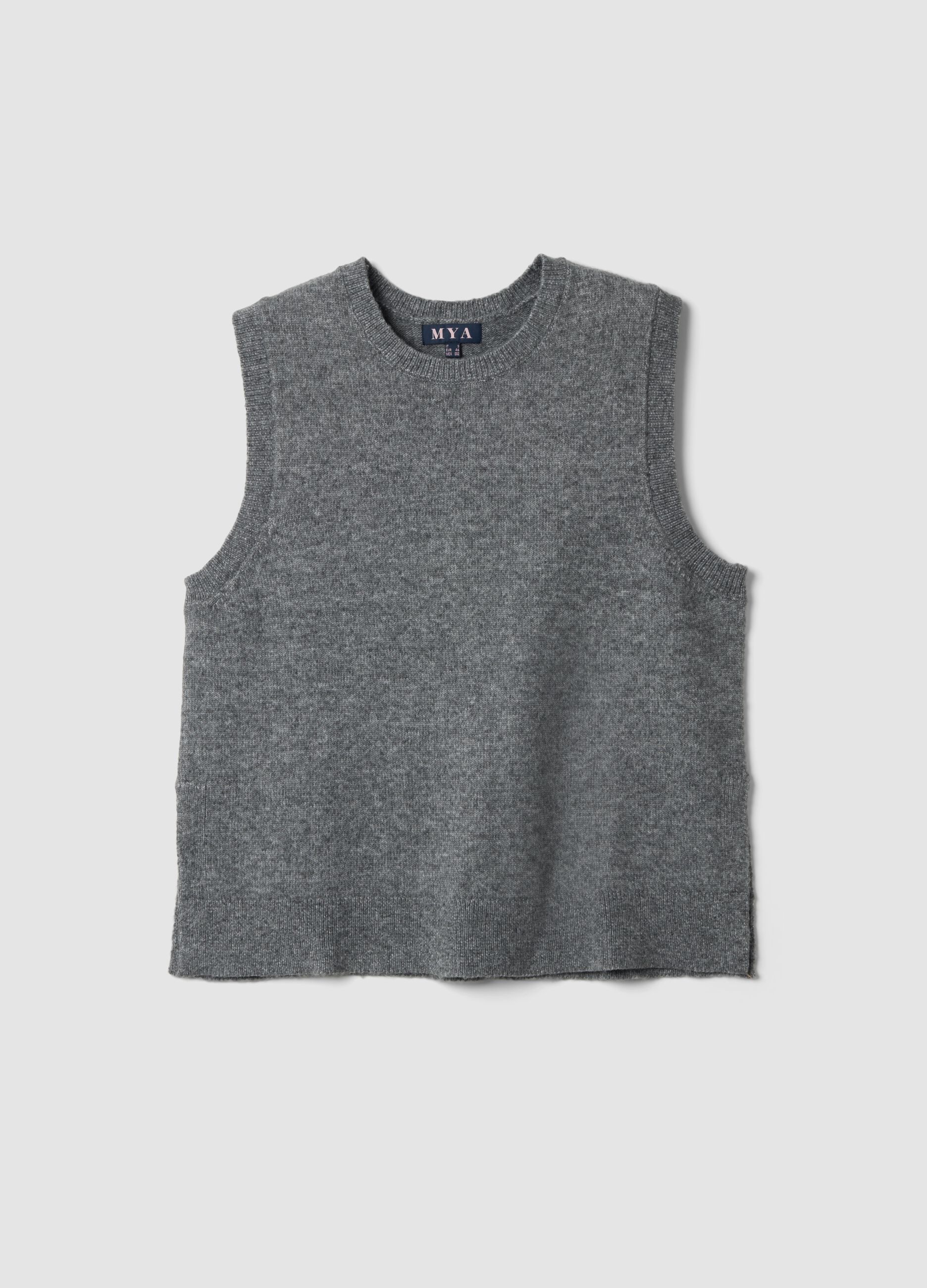 Grey marl wool-blend crew-neck vest