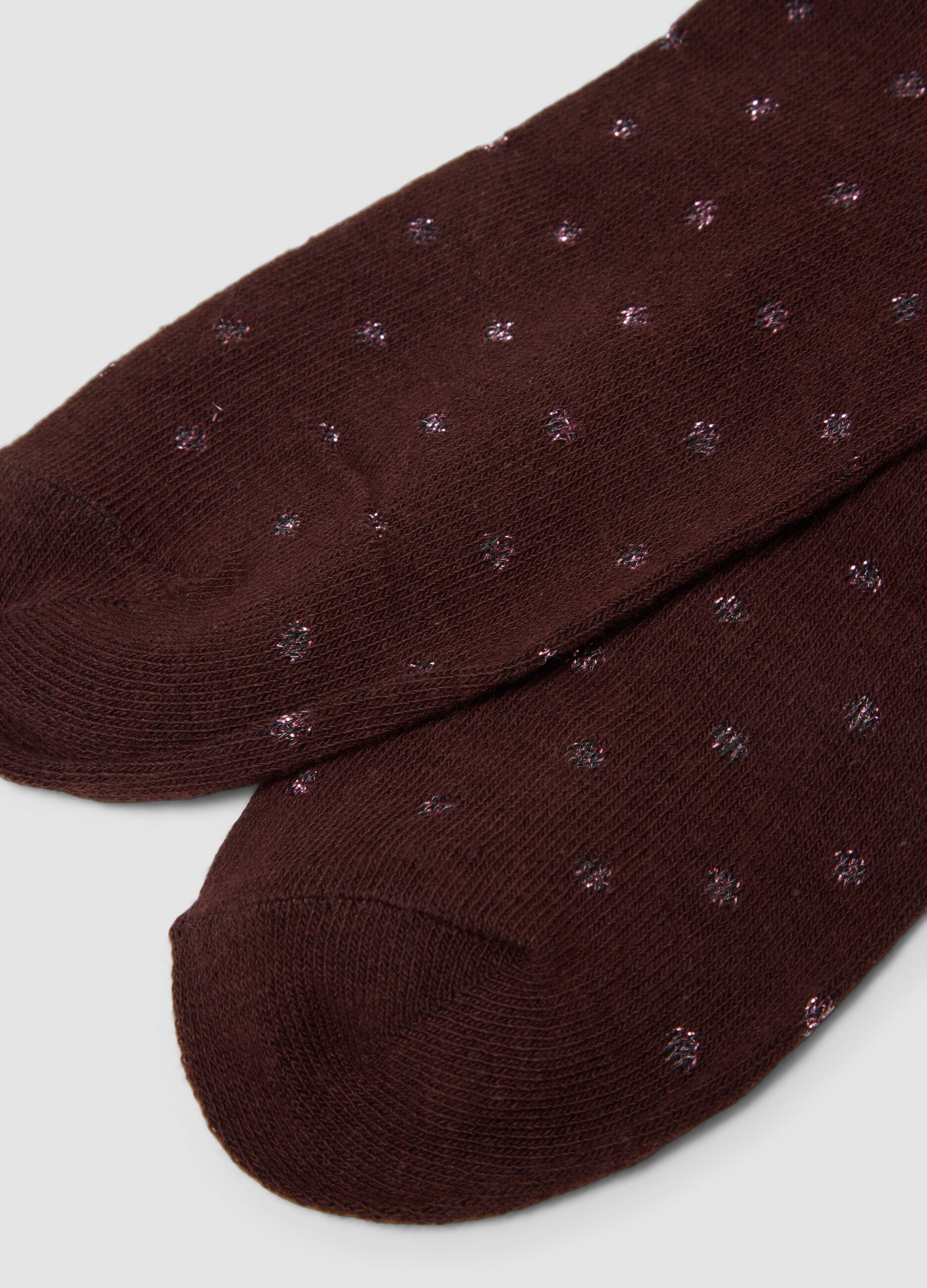 Three-pack of dark purple, light pink and dark brown organic stretch cotton socks
