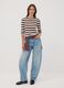 T-shirt bianca a righe in puro cotone con girocollo_1