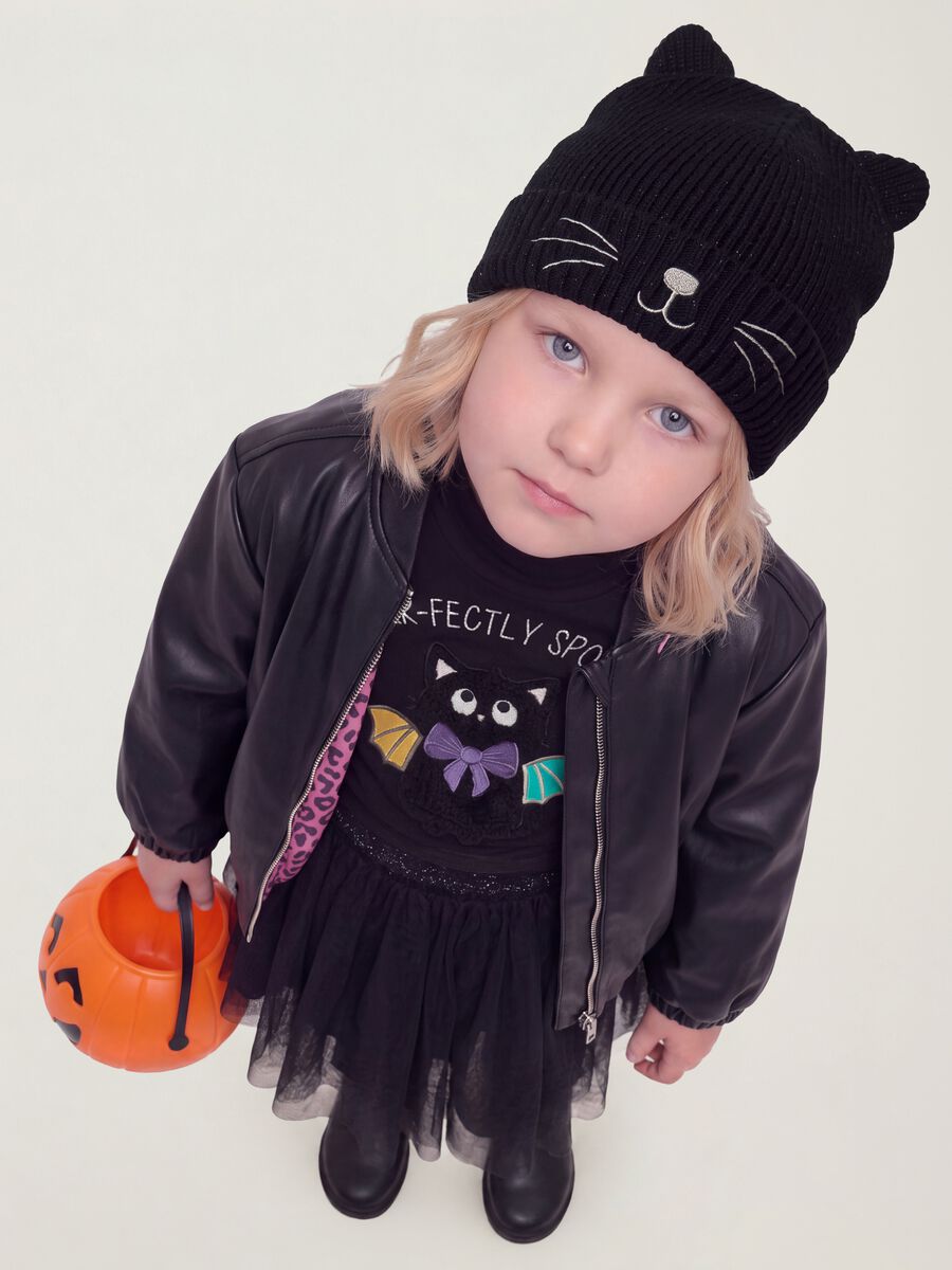 Cappello nero in tessuto elasticizzato con orecchie_4
