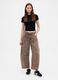 Brown wide-leg trousers in cotton and Lyocell_0