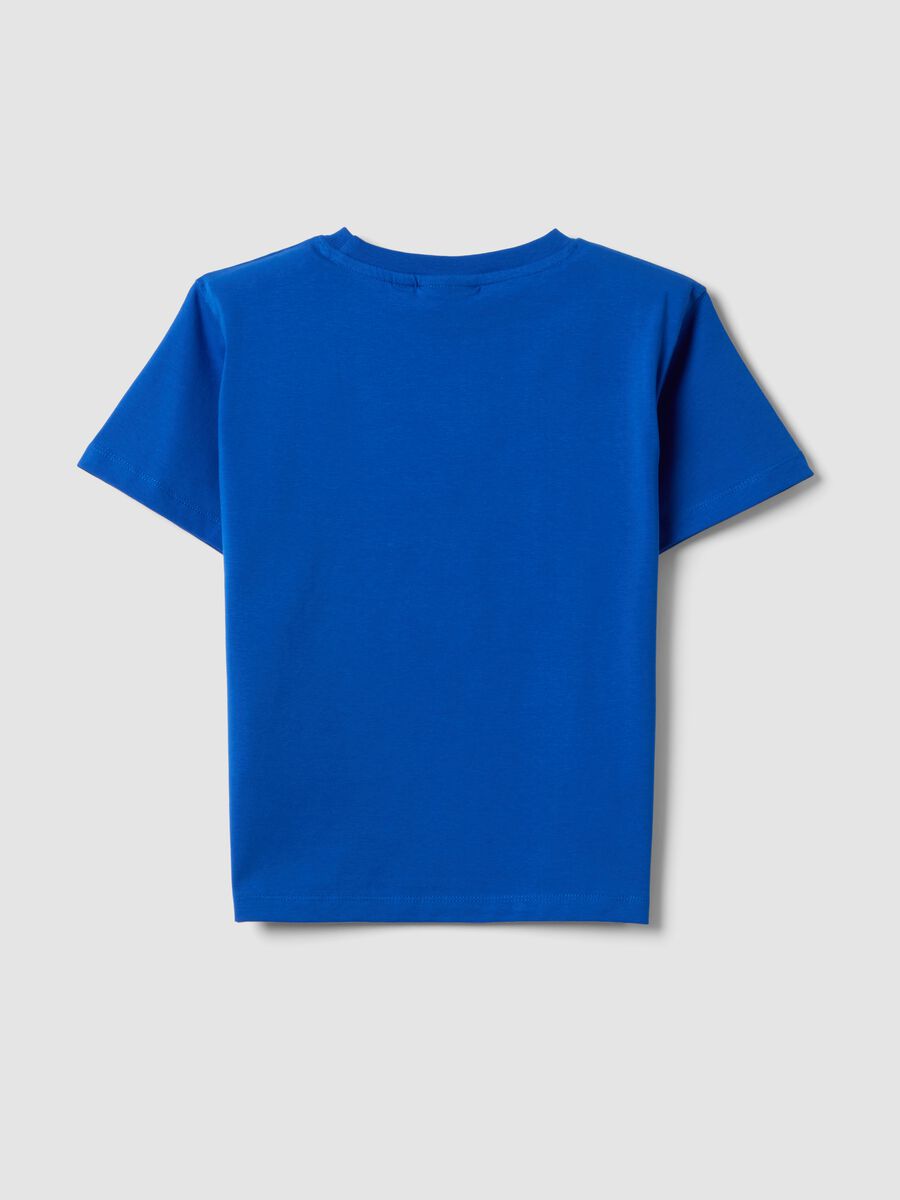 Blue short-sleeve stretch cotton T-shirt_1