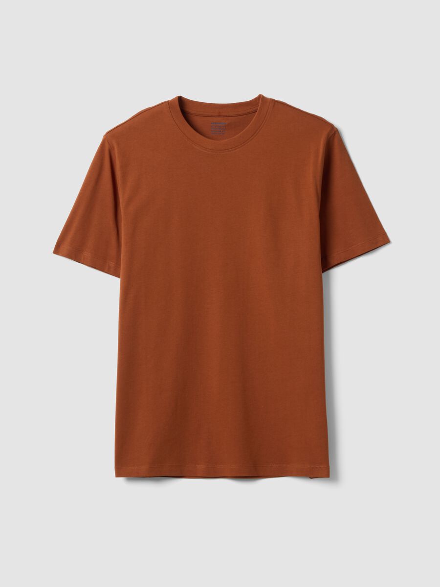 Brown regular-fit T-shirt in pure organic cotton jersey_0