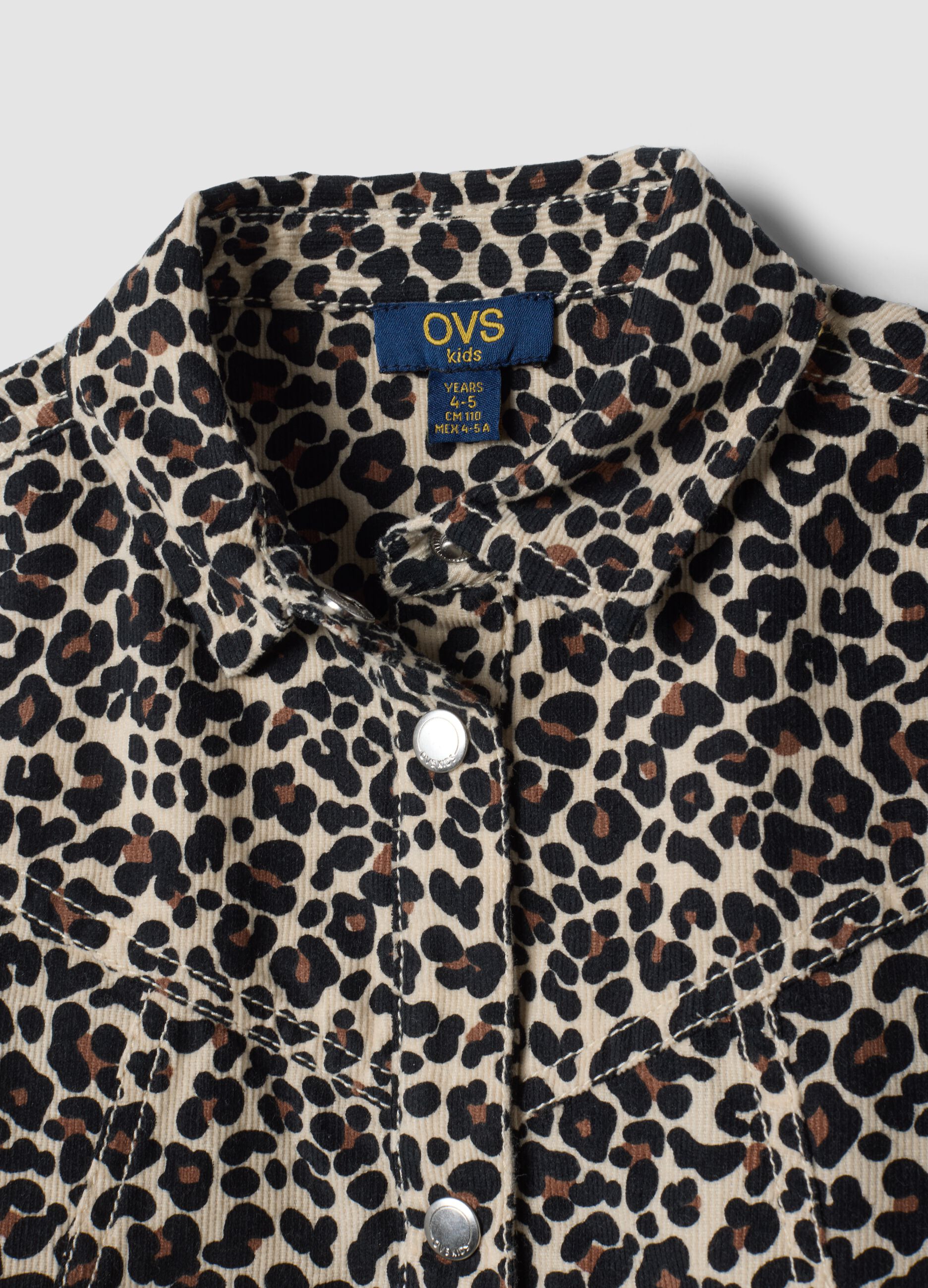 Abito animalier in puro cotone con colletto regular fit