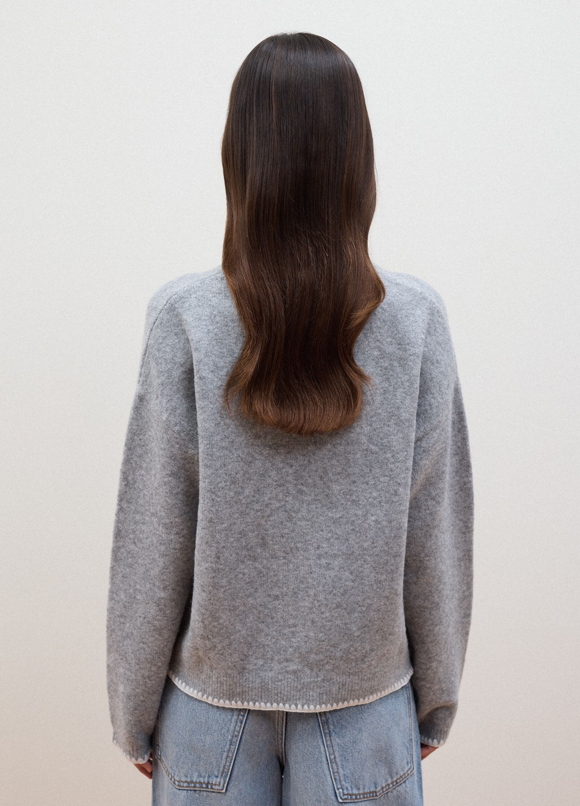 Grey stretch wool oversized jumper