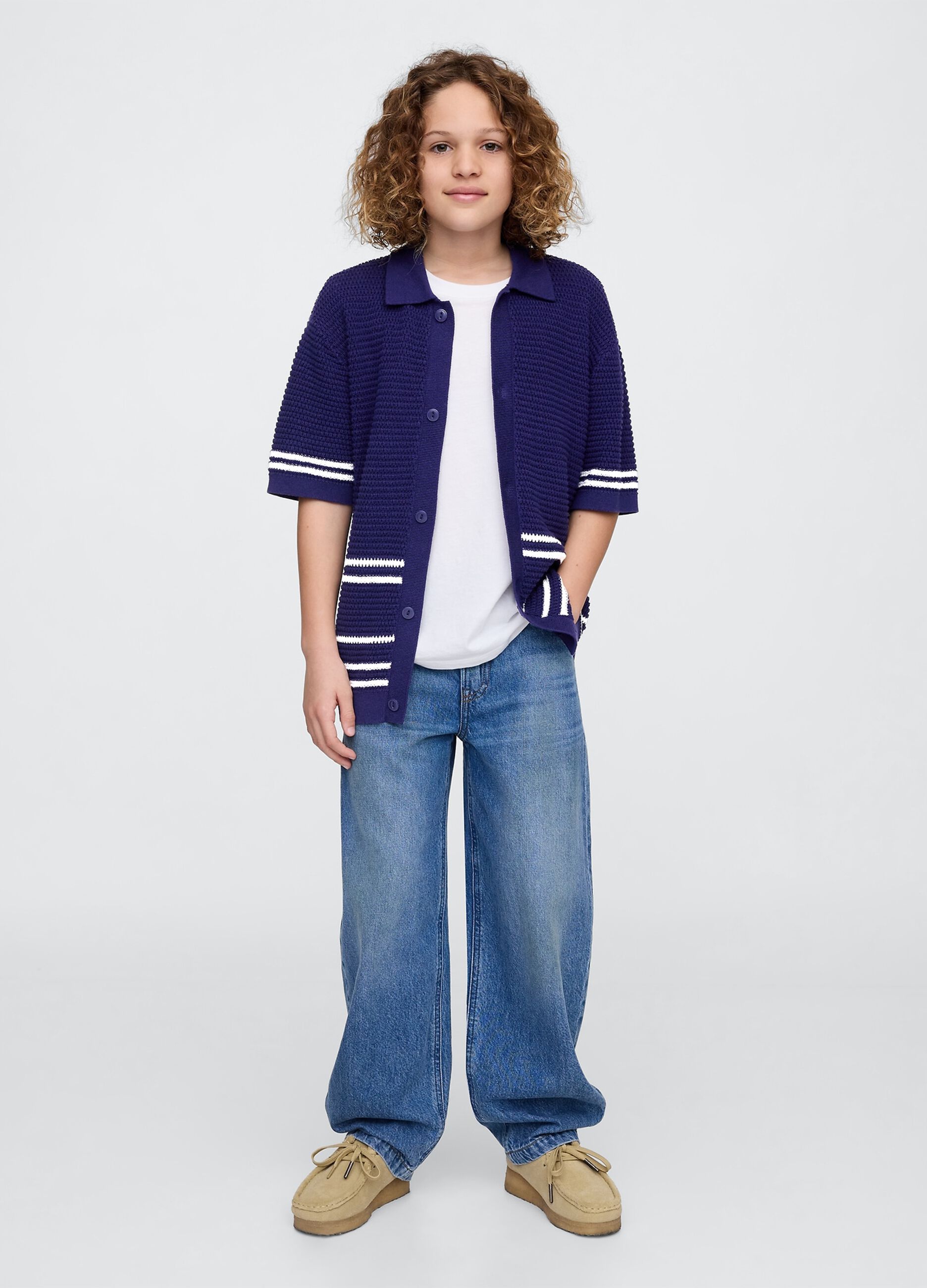 Blue Short Sleeve Polo in Pure Cotton by OVS