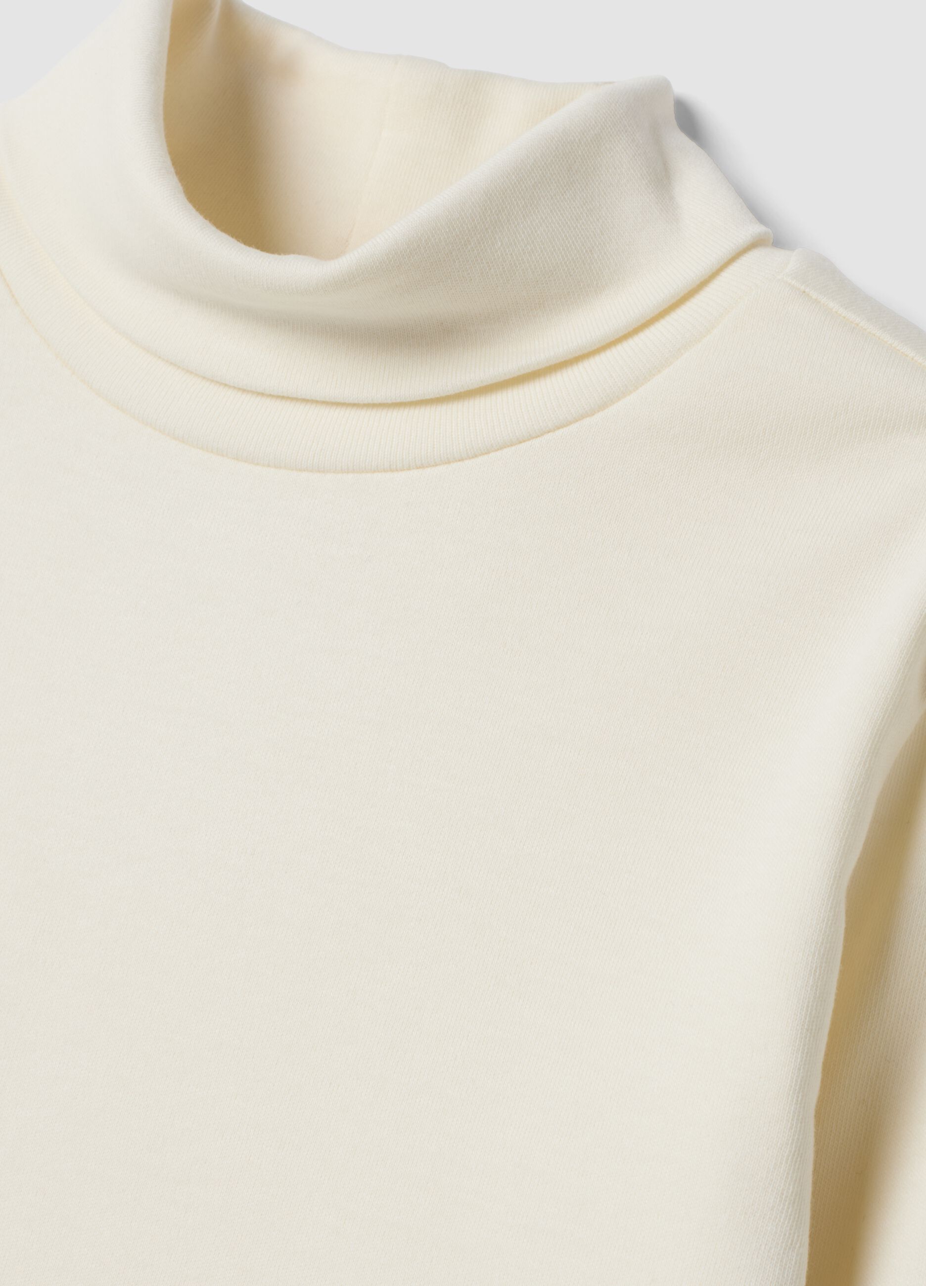T-shirt bianca a dolcevita in puro cotone organico