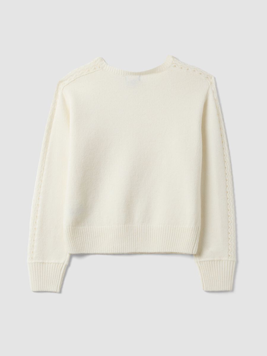 White crew-neck jumper in stretch wool blend_5