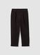 Brown ribbed regular-fit stretch cotton trousers_0