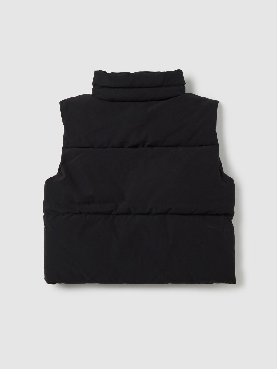 Black padded gilet with zip for girls_4