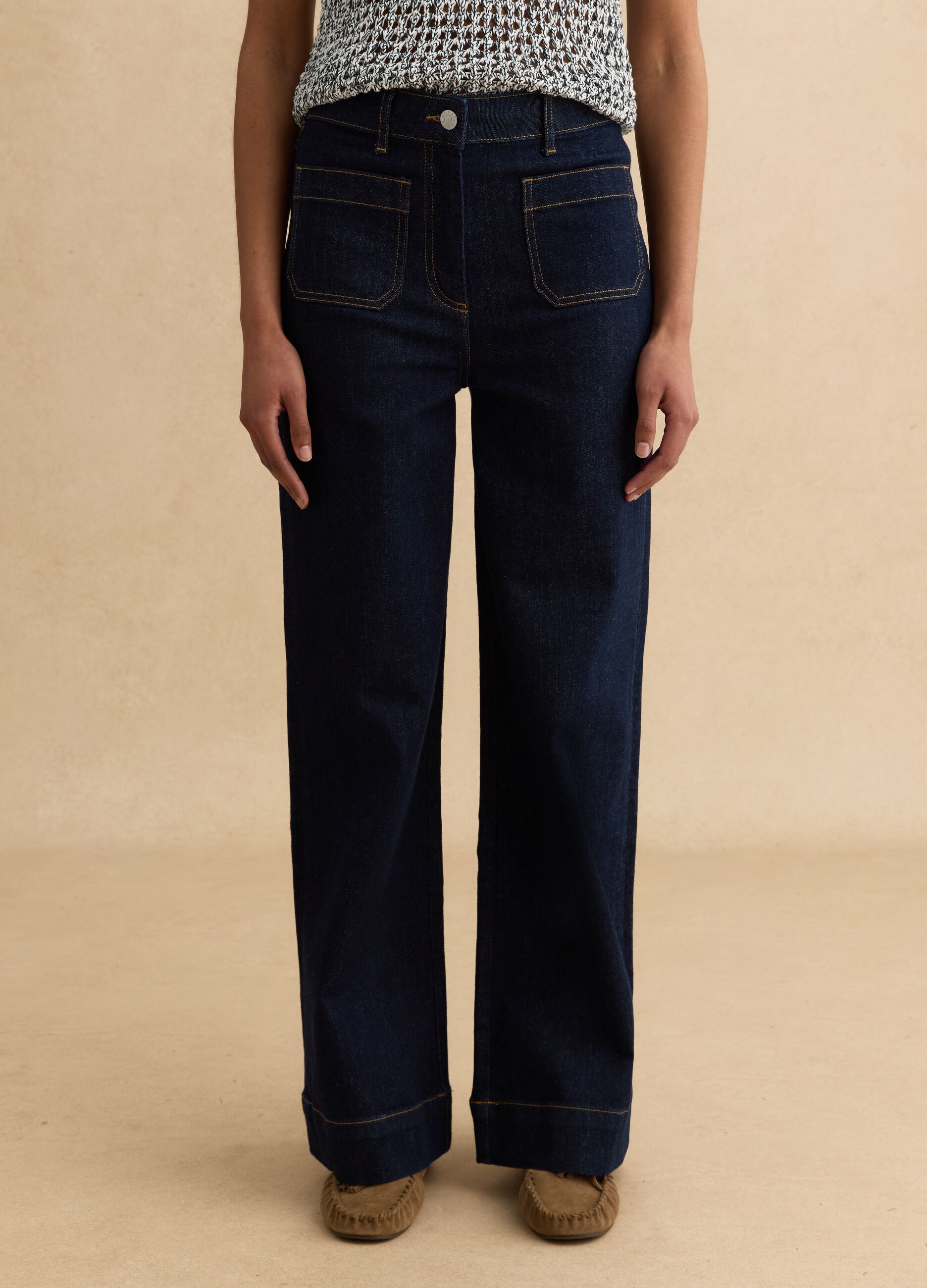 Blue Stretch Cotton Trousers Regular Fit