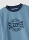 Blue crew-neck fleece pyjamas with long trousers, regular fit_3