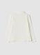 T-shirt bianca in cotone elasticizzato con Collo rialzato_5