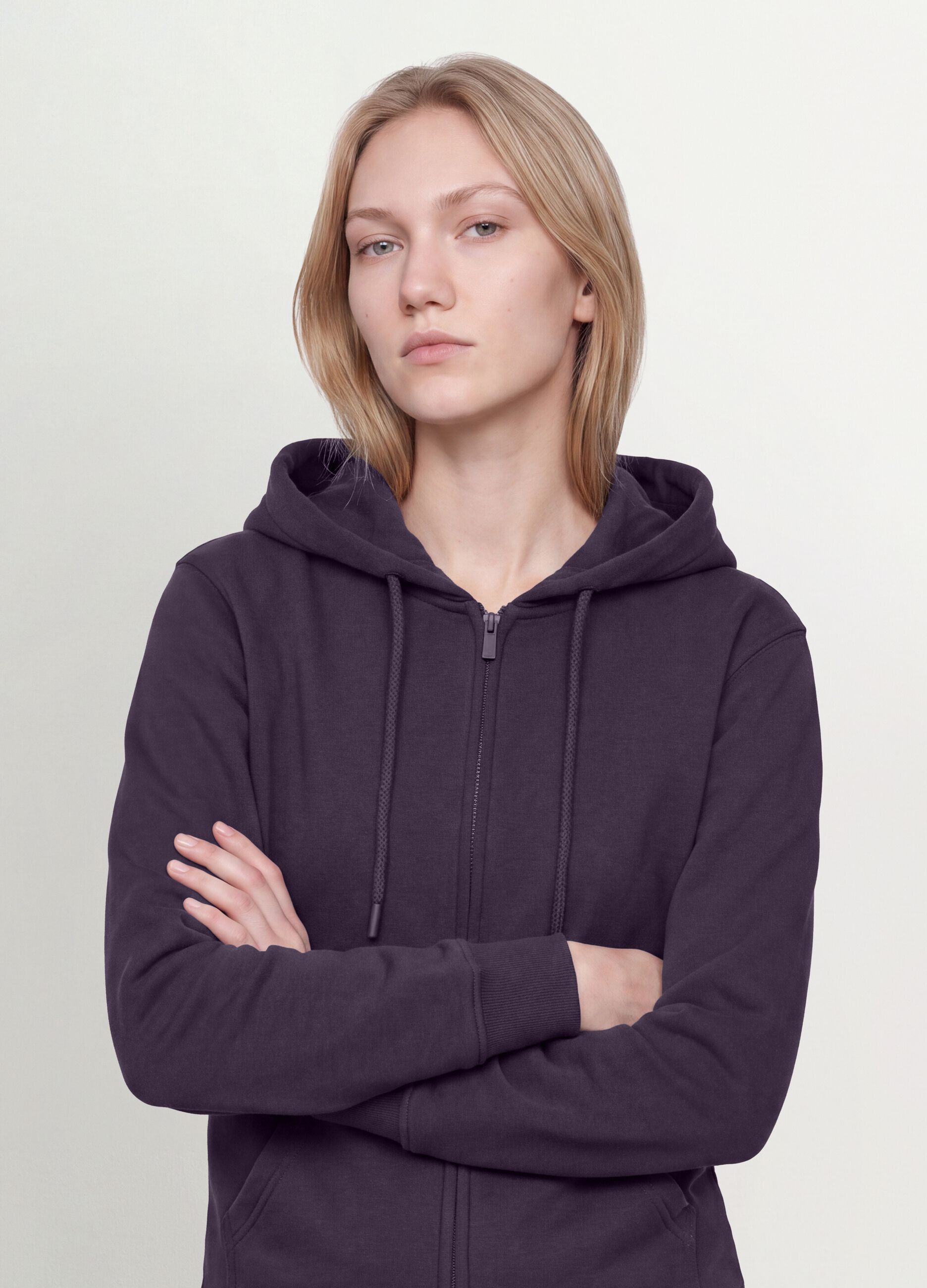 Purple cotton-blend regular-fit hoodie
