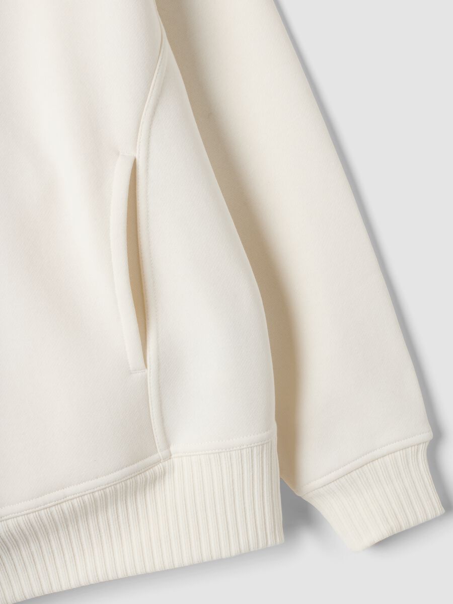 White cotton-blend fleece sweatshirt, regular fit_1