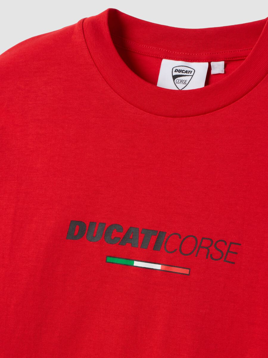 Red pure cotton T-shirt with Ducati print_5