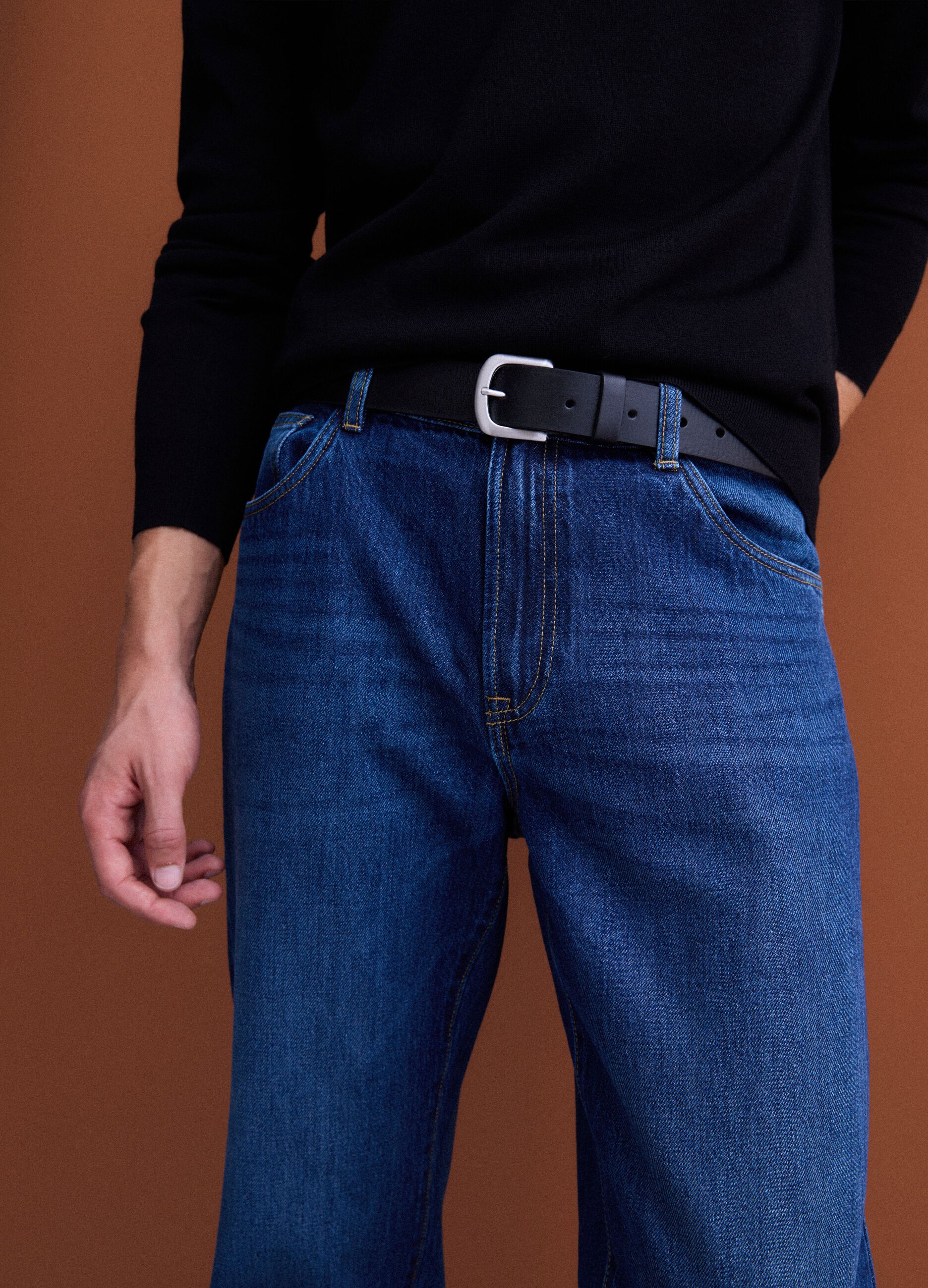 Jeans blu in puro cotone straight fit