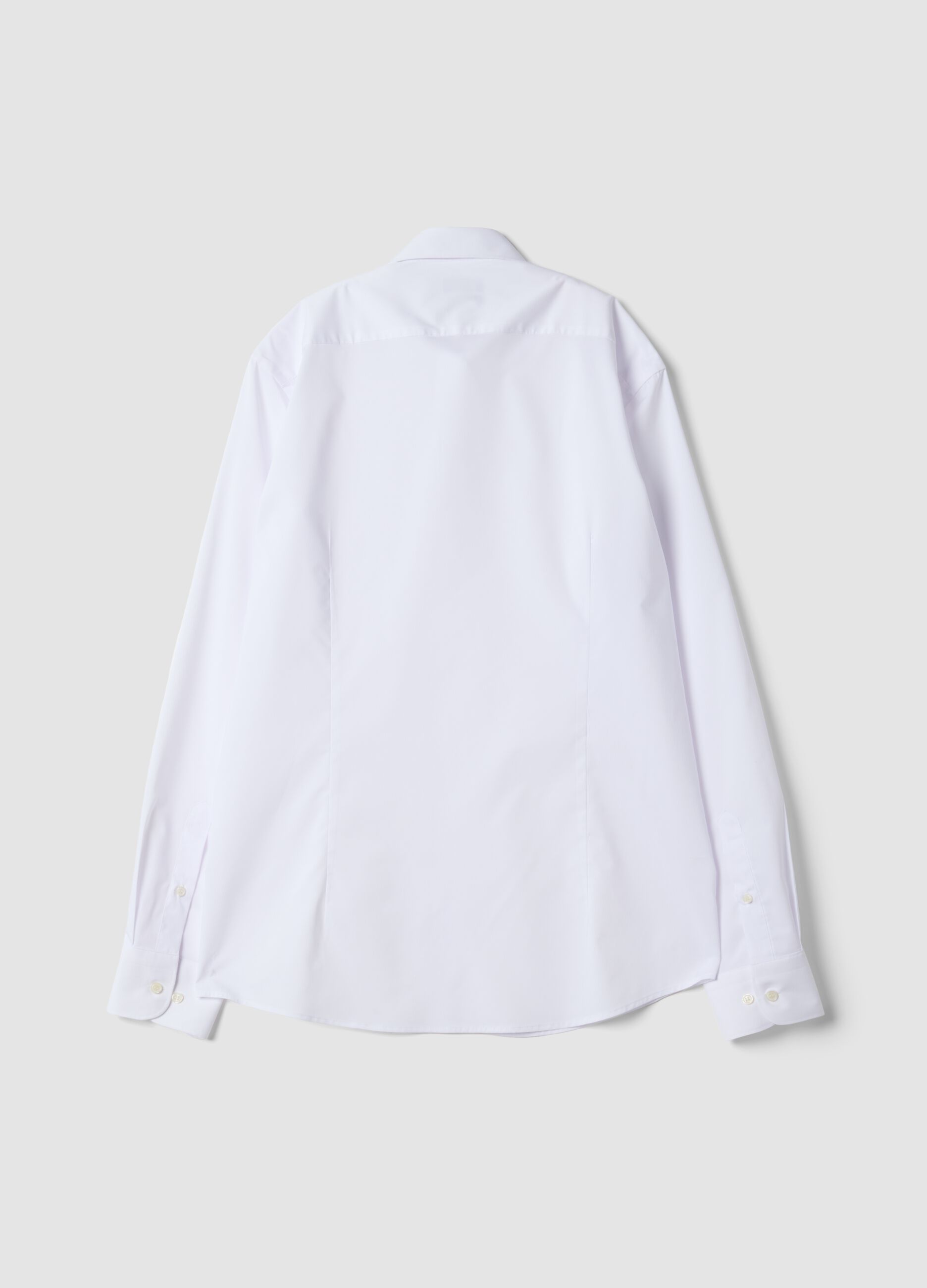 White lyocell-blend shirt with French collar, easy iron