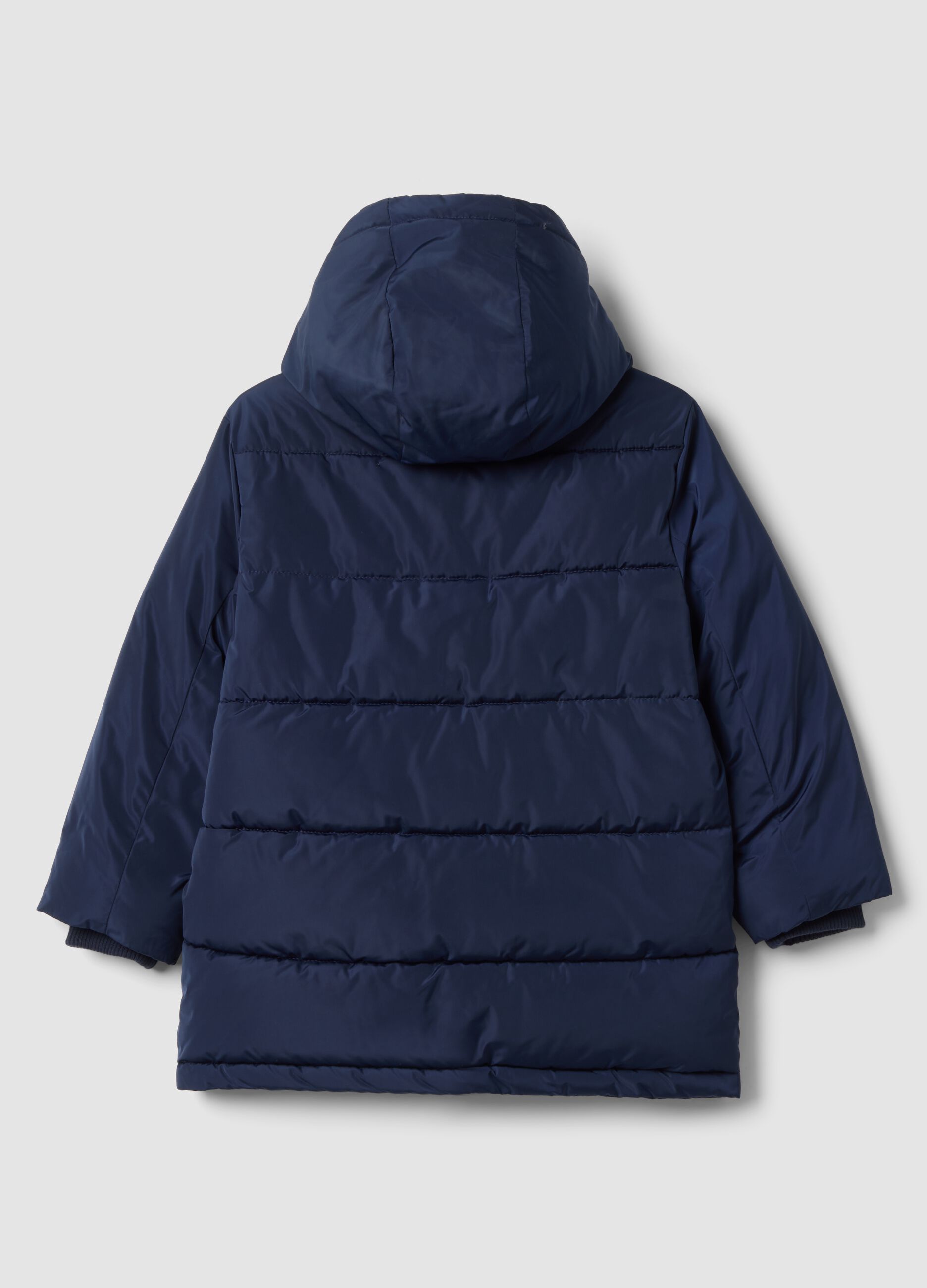 Navy blue padded hooded jacket