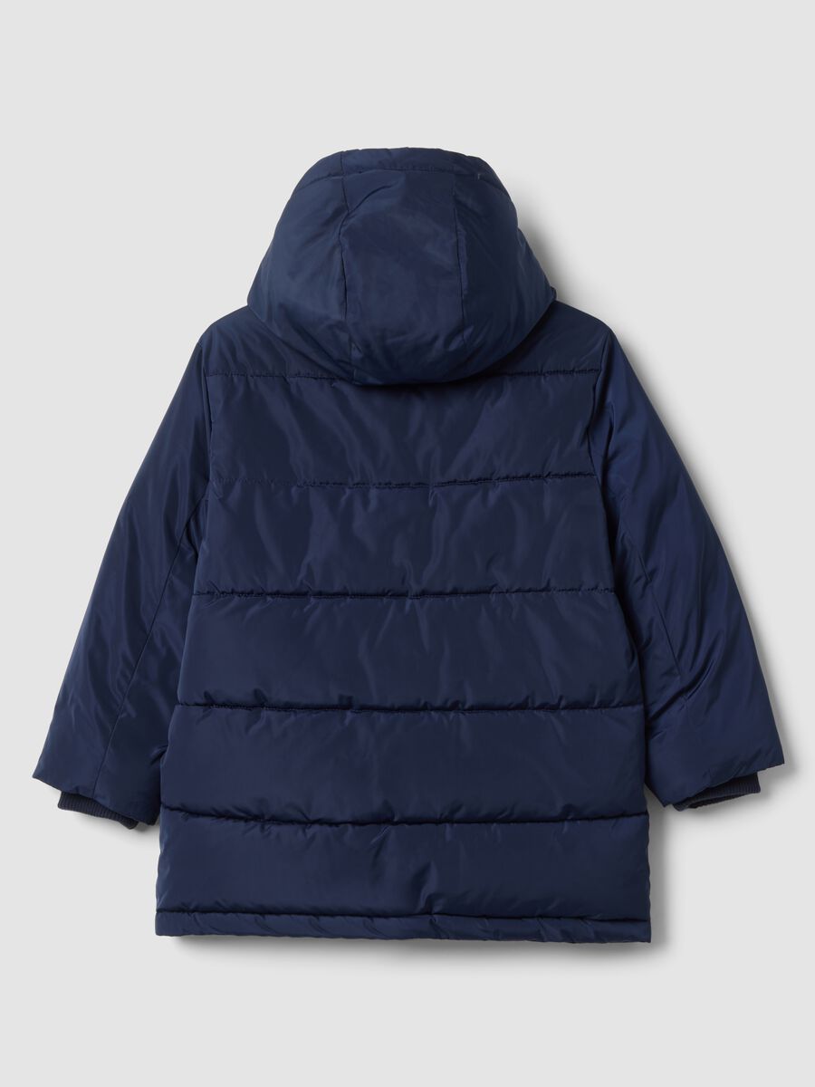 Navy blue padded hooded jacket_1