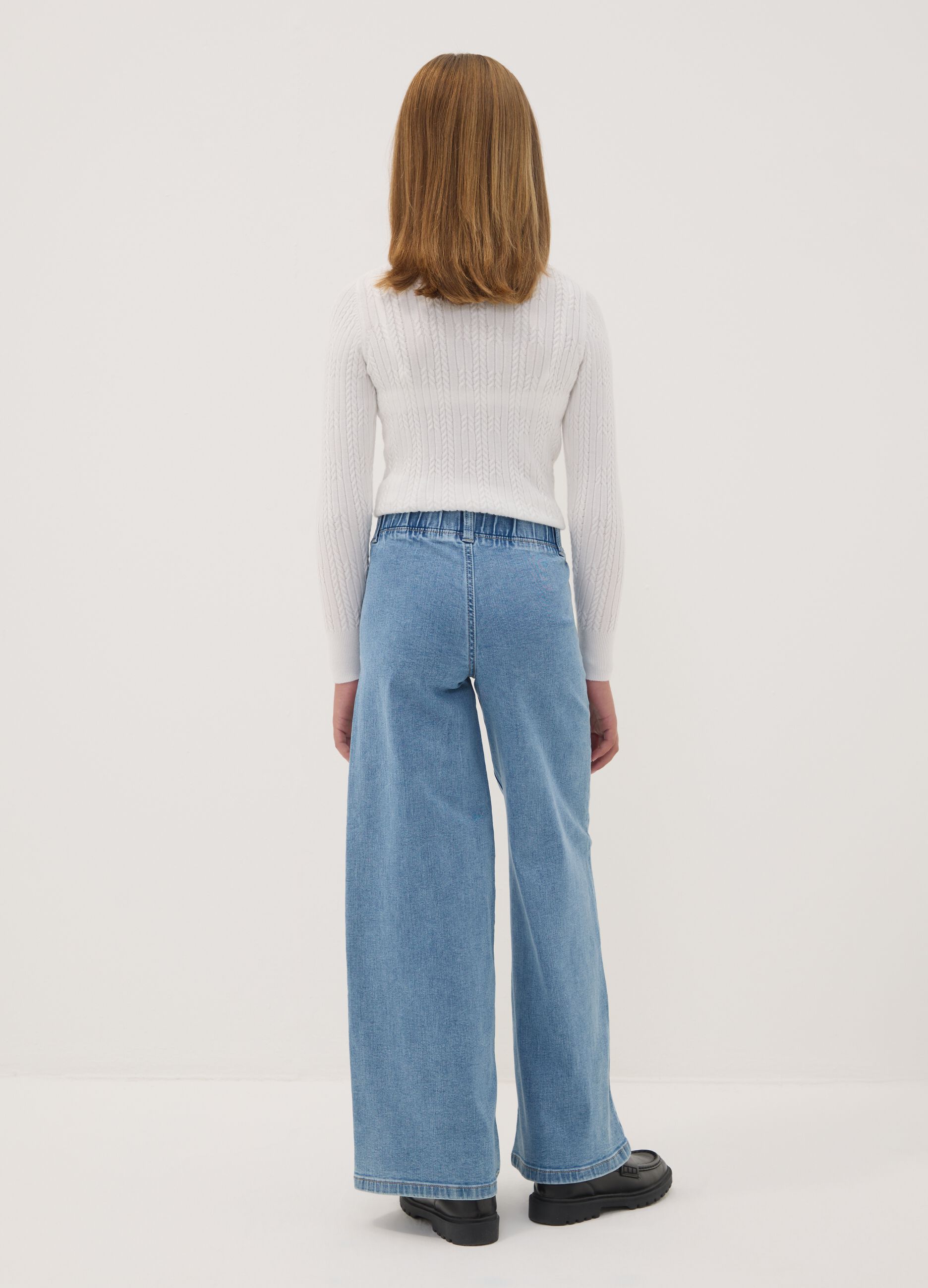 ليغينغز جينز للبنات من القطن وفيسكوز مطاطي بقصّة واسعة جداً (Super Wide Leg)