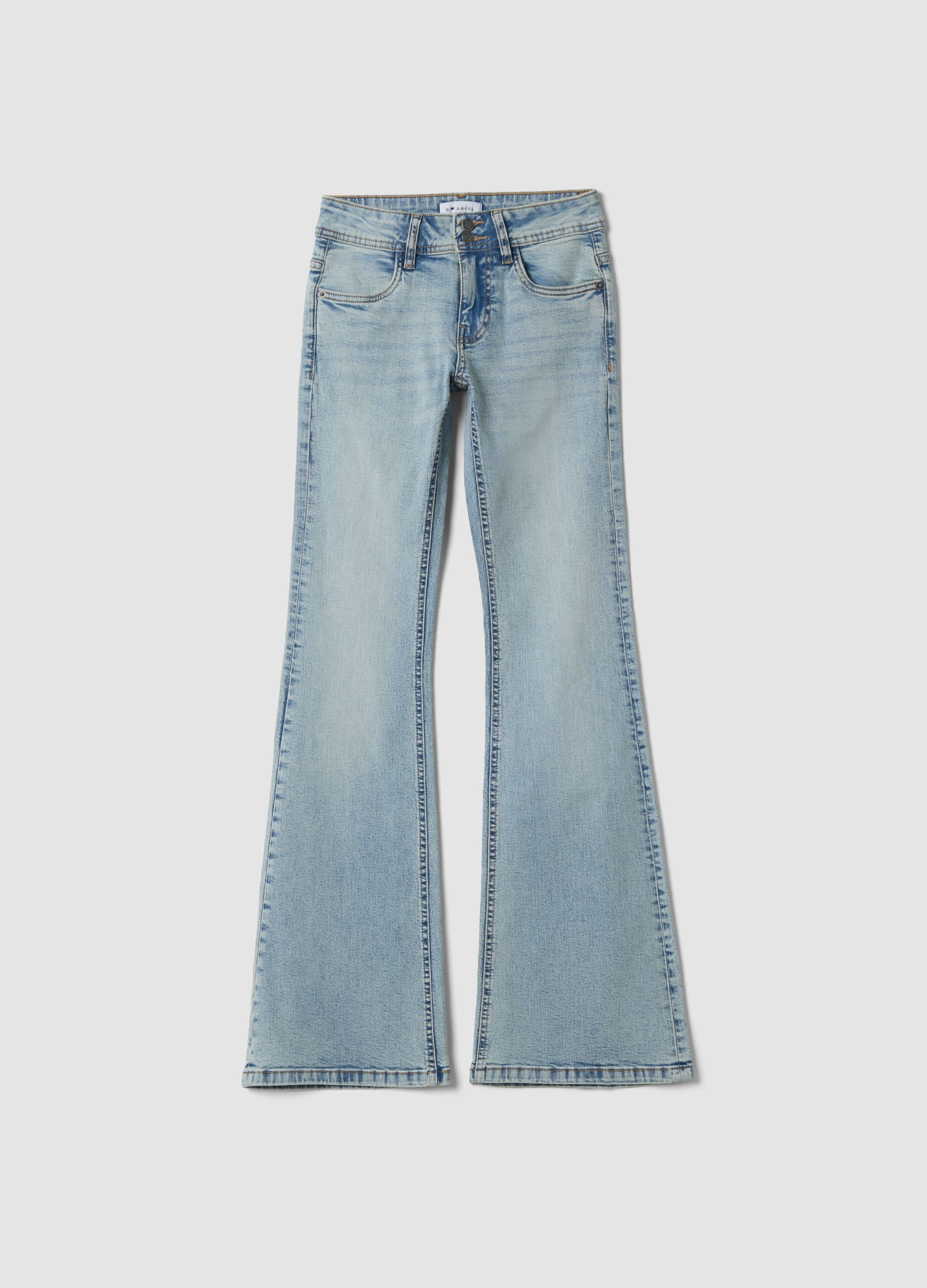 Light blue stretch cotton flare jeans