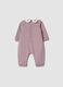 Purple organic cotton baby sleepsuit with crochet collar_1