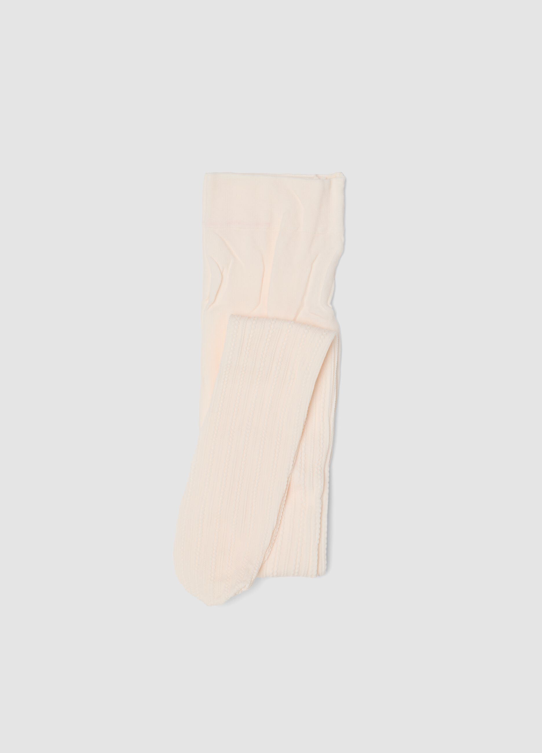 White ribbed stretch tights