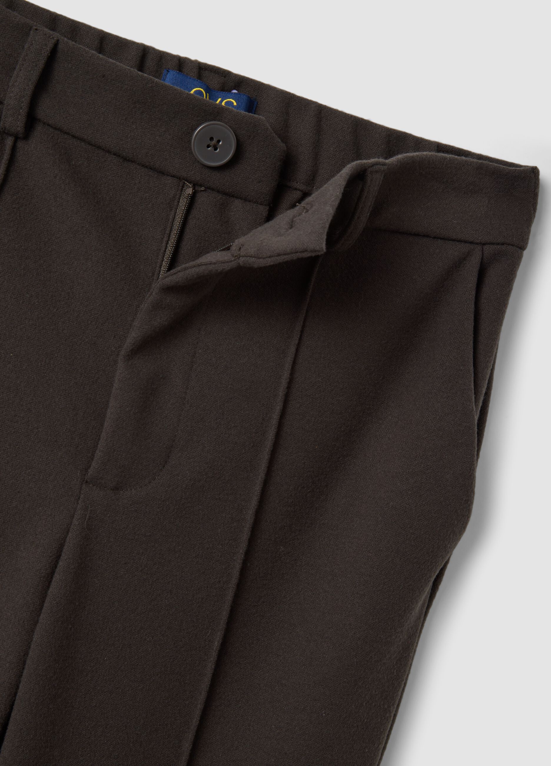 Pantaloni marroni in viscosa elasticizzata straight fit