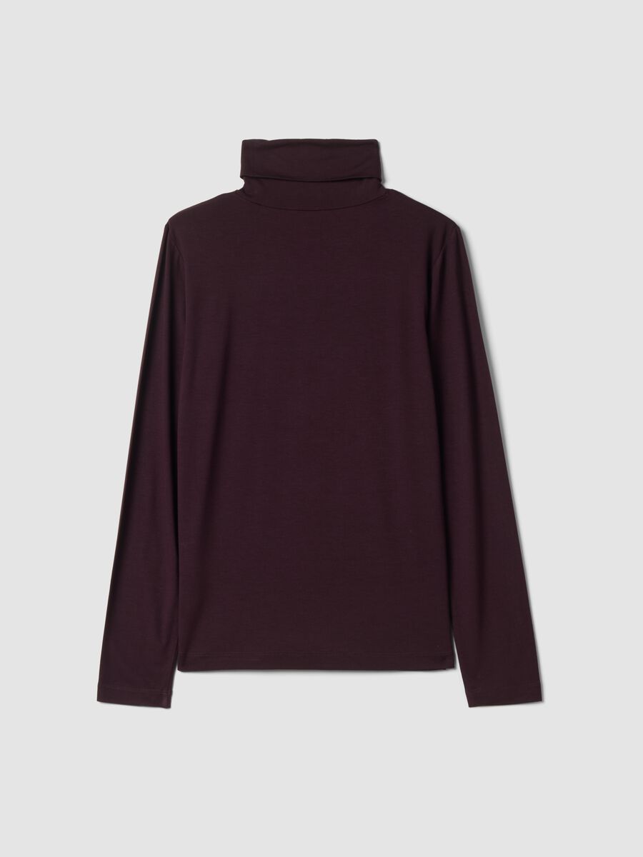 Purple stretch viscose top with raised collar, regular fit_6