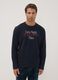 Navy blue long pyjamas with crew neck top and check trousers_1