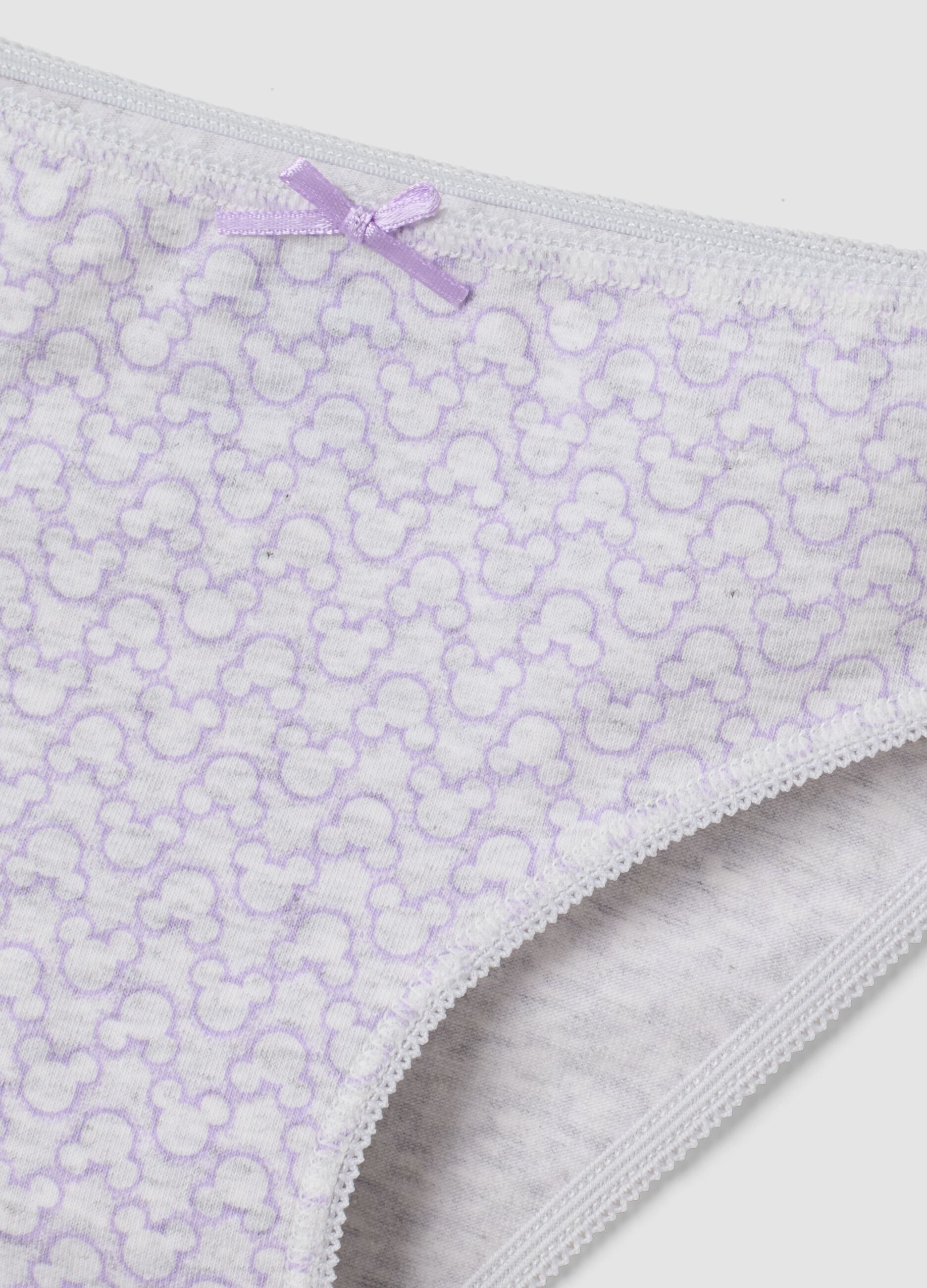 Multipack di cinque slip viola lilla e bianchi in cotone organico elasticizzato