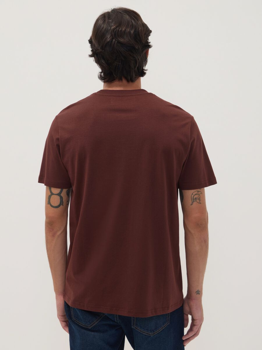 Brown pure cotton crew-neck T-shirt with Jeep print_3