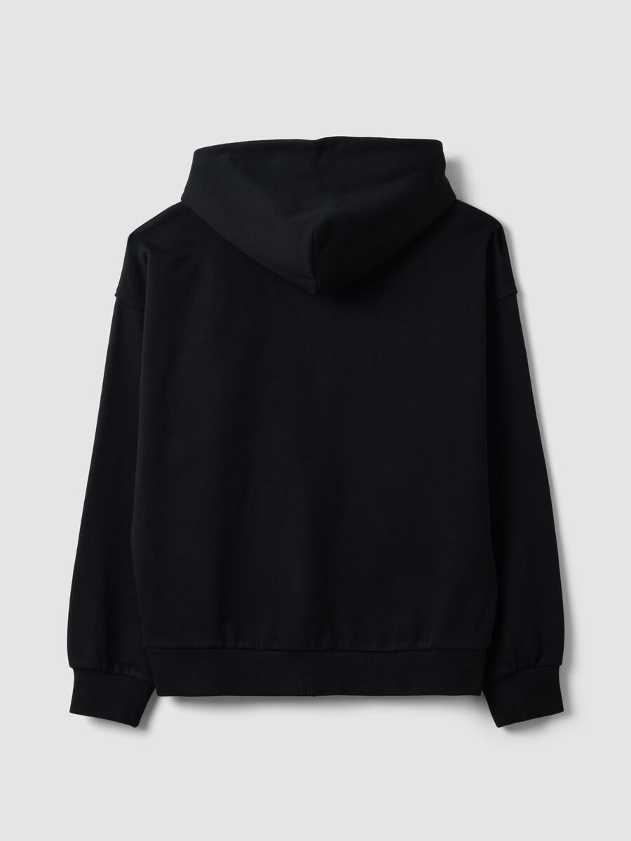 Black cropped pure cotton hoodie with oversized fit_2