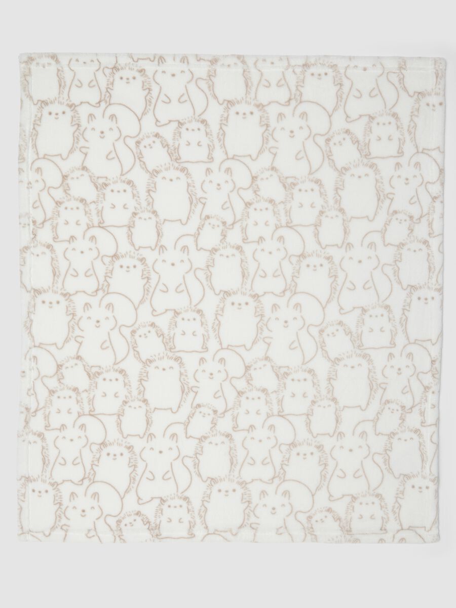 White baby blanket with little animal print_2