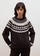 Brown jacquard wool-blend crew-neck jumper, regular fit_2