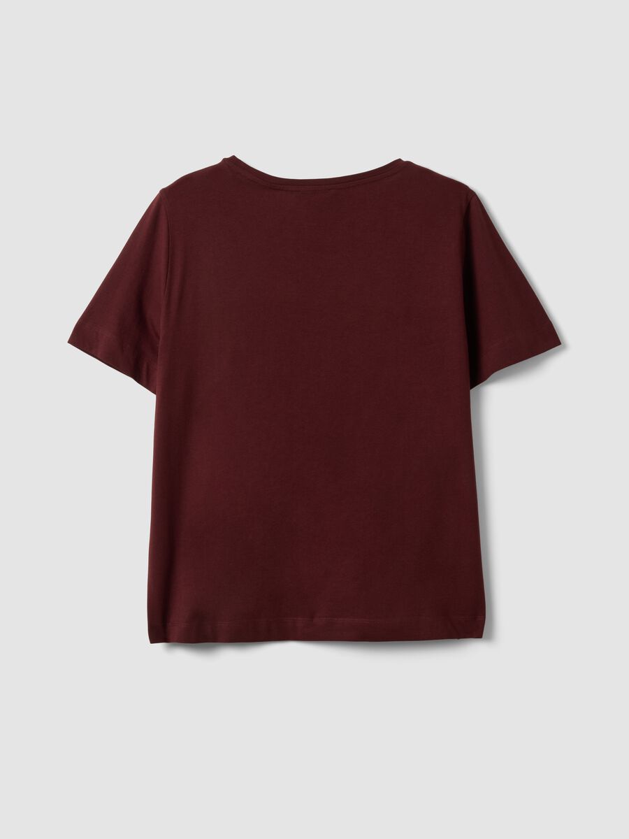 Red pure cotton T-shirt with floral print, regular fit_6