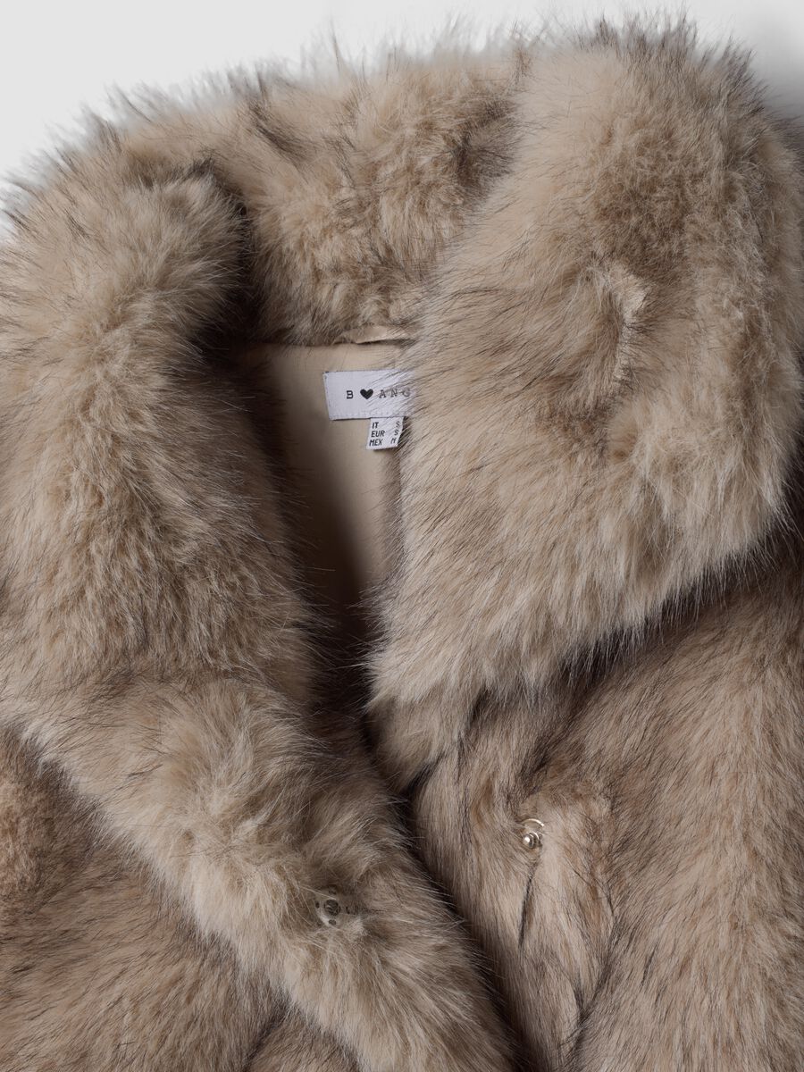 Beige faux-fur effect jacket, regular fit_1