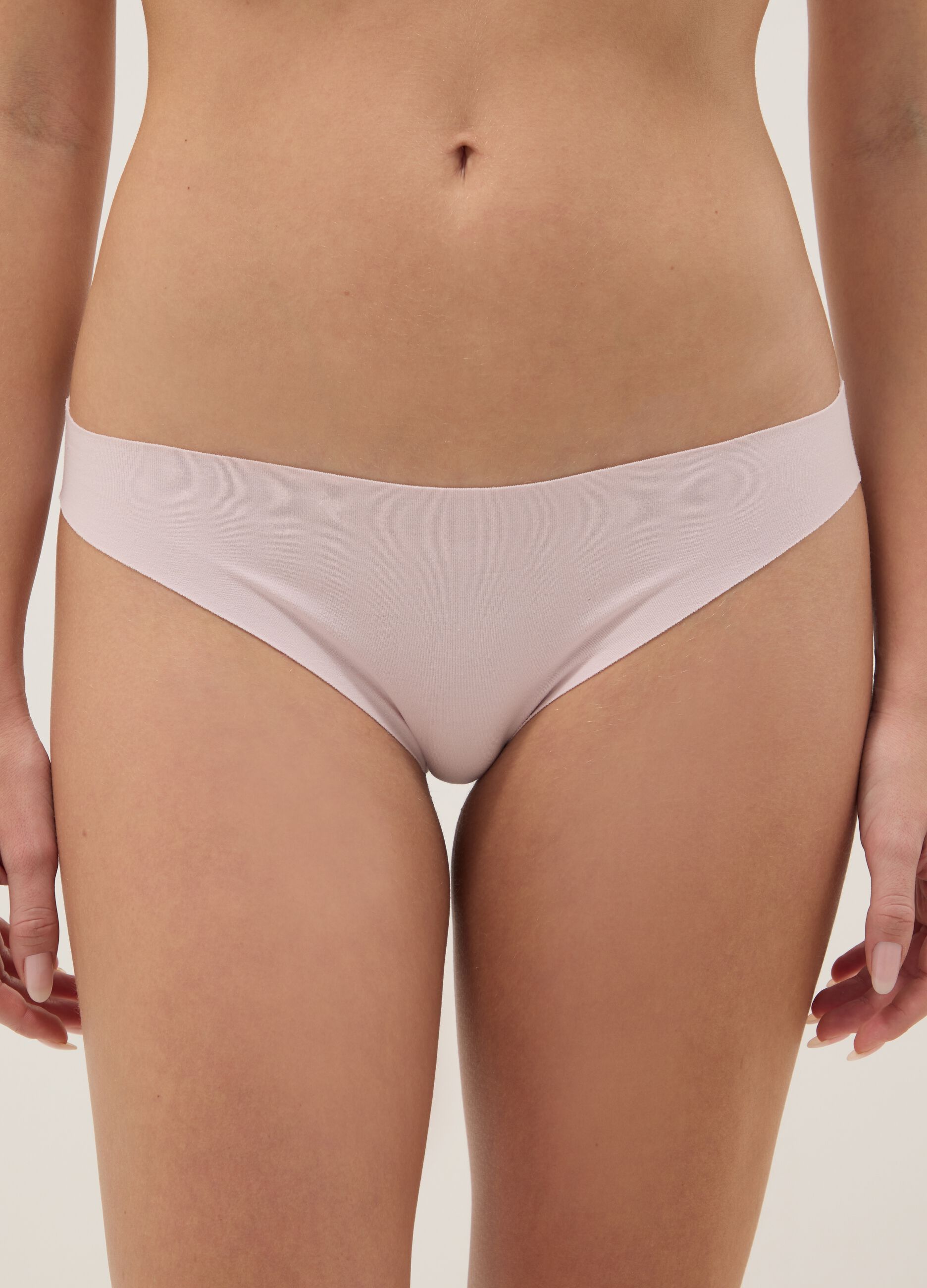 Pink cotton stretch Brazilian knickers, regular fit